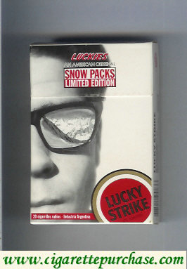 Lucky Strike Luckies Snow Packs cigarettes hard box